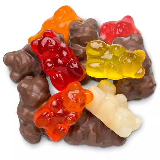 Milk & White Chocolate Covered Gummy Bears - 1/2 pound
